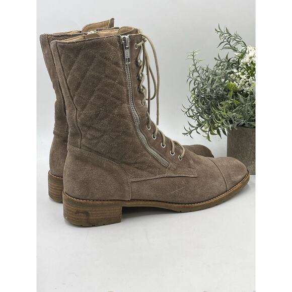 Russell & Bromley Tan Suede Atomic Quilted Stomper Lace Zip Boot Sz 39.5/9 - Picture 2 of 13